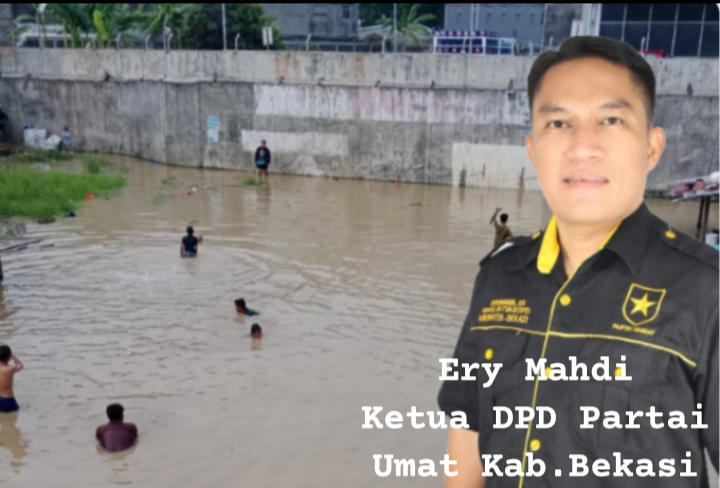 Ketua DPD Partai Ummat Kabupaten Bekasi, Ery Mahdi Soroti Banjir di Cikarang Kota.