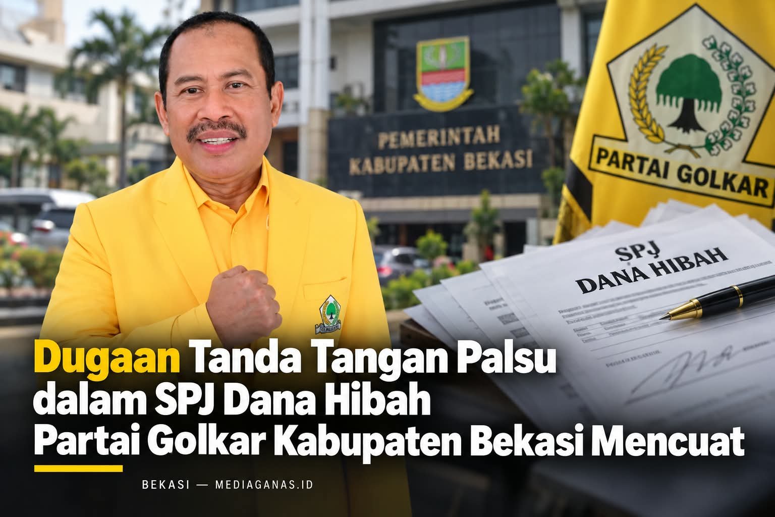 Keterangan foto : Dugaan Tanda Tangan Pengurus Palsu dan Kegiatan Fiktif dalam SPJ Dana Hibah Partai Golkar Kabupaten Bekasi Mencuat (ft.ilustrasi)